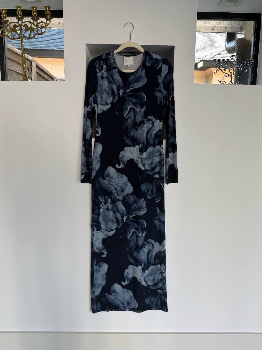 Reformation Tommie Long Sleeve Stretch Dress in Midnight Rose